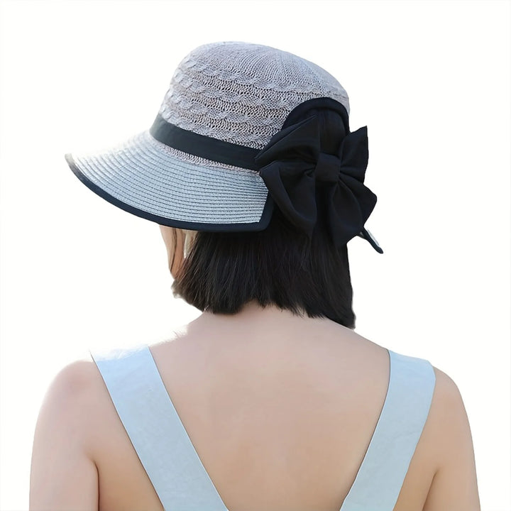Elegant Wide Brim Straw Hat With Bowknot Summer Beach Sun Protection For Women Outdoor Travel Photography
