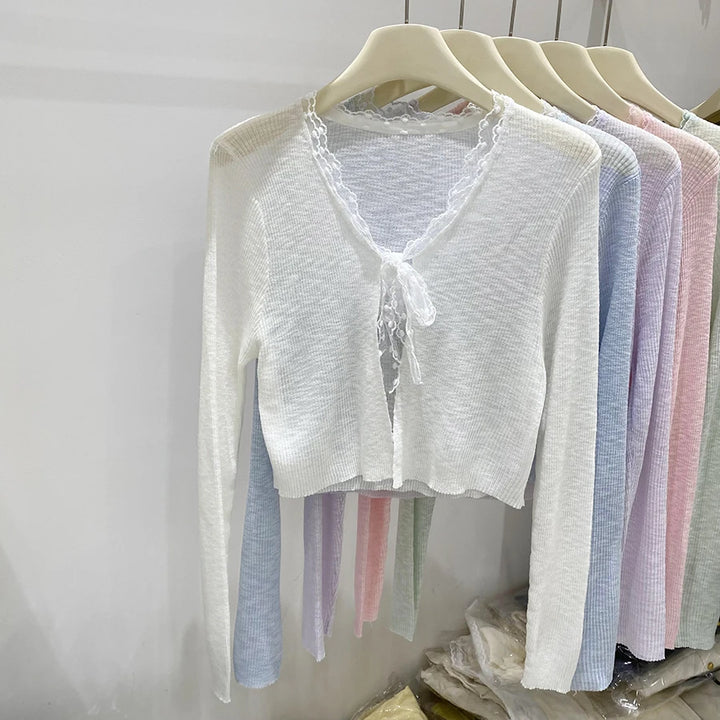 Fashion Casual All-Match Knit Short Outerwear 2026 Summer New Long Sleeve Knit Women&