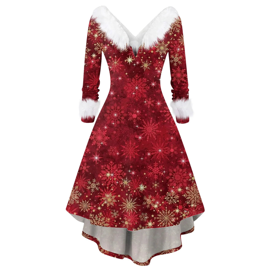 Christmas Dress Winter Ladies Christmas Printed Dress Party Dress Festive Vintage Casual Dress Christmas Day Atmosphere Clothing