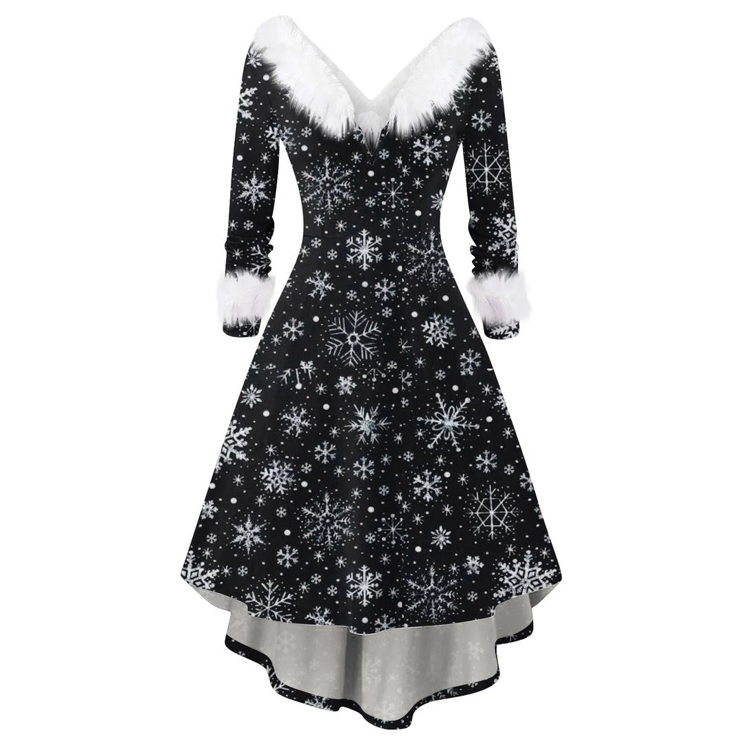 Christmas Dress Winter Ladies Christmas Printed Dress Party Dress Festive Vintage Casual Dress Christmas Day Atmosphere Clothing