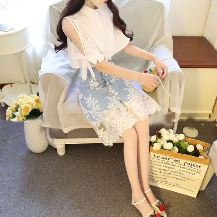 Off-shoulder Woman Outfit New Matching Cheap Clothing Offers Elegant Casual Trend 2025 Luxury Lace 2 Pieces Skirt Sets for Women