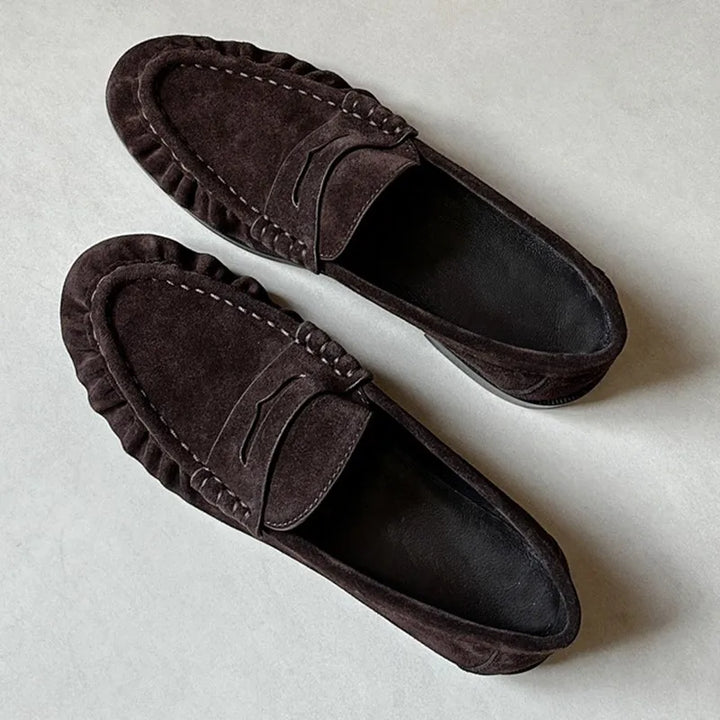 Lady Loafers 2026 Model Handcrafted Retro Pleated Single Shoes for Women, Women&