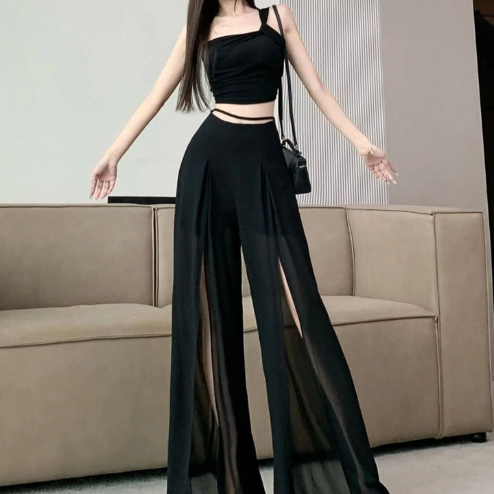 Womens Wide Leg Pants Casual  Pleated Korean Fashion  Summer  Trouser Elastic High Waisted Loose Fit Lounge Pant Comfy 2025