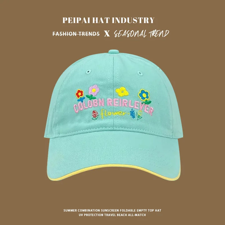2025 New Fashion Baseball Caps for Women Embroidery Flower Sweet Girl Spring Summer Casual Hat Lovely Sun Cap y2k hats
