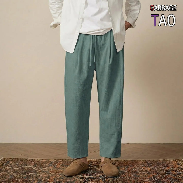 Mens Casual Cotton Harem Pants Breathable Solid Color Baggy Trousers Jogging Fitness Streetwear Work Sweatpants for Men Pants