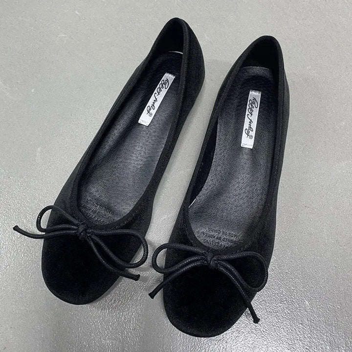 Fashion Silk Women Ballet Flats Shoes Footwear Designer Shallow Female Round Toe Butterfly-Knot Ladies Flats Slides Shoes