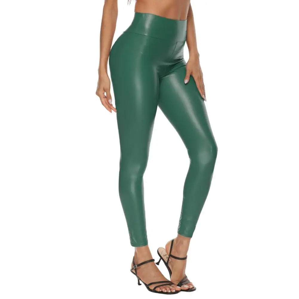 Tight-fitting Faux Leather Leggings Faux Leather Pants High Elasticity Tight Fit High Waist Long Trousers Hip Lifting Leggings