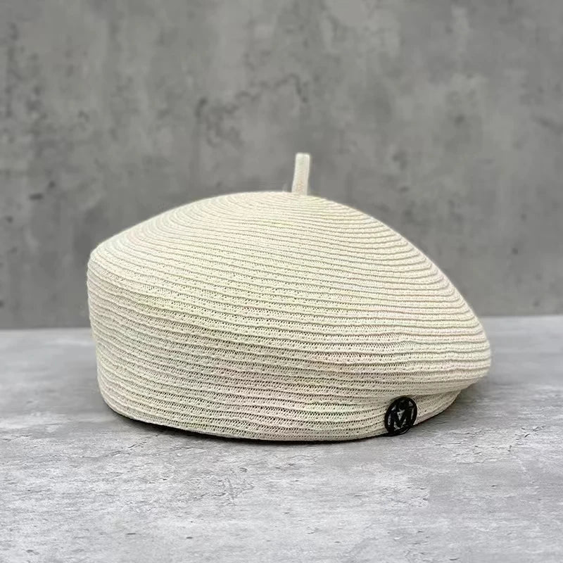 Fashion Summer Celebrity Elegant Stereotype Fine Straw Fedoras Letter Beret Women&