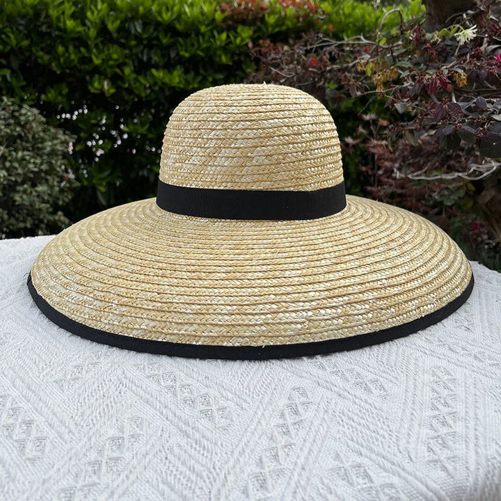Ladies Straw Hat Sun Fedora Hats Hepburn hat Shiny European American Retro Gold Braided Female Sunshade Flat Sequins Hat gorras