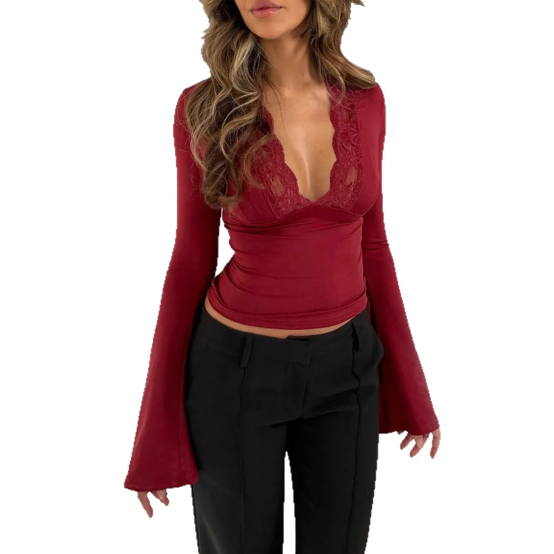 Fashion V-Neck Bottom Shirt Women&