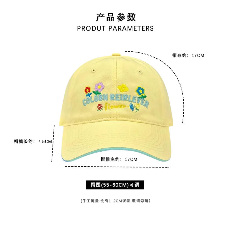 2025 New Fashion Baseball Caps for Women Embroidery Flower Sweet Girl Spring Summer Casual Hat Lovely Sun Cap y2k hats