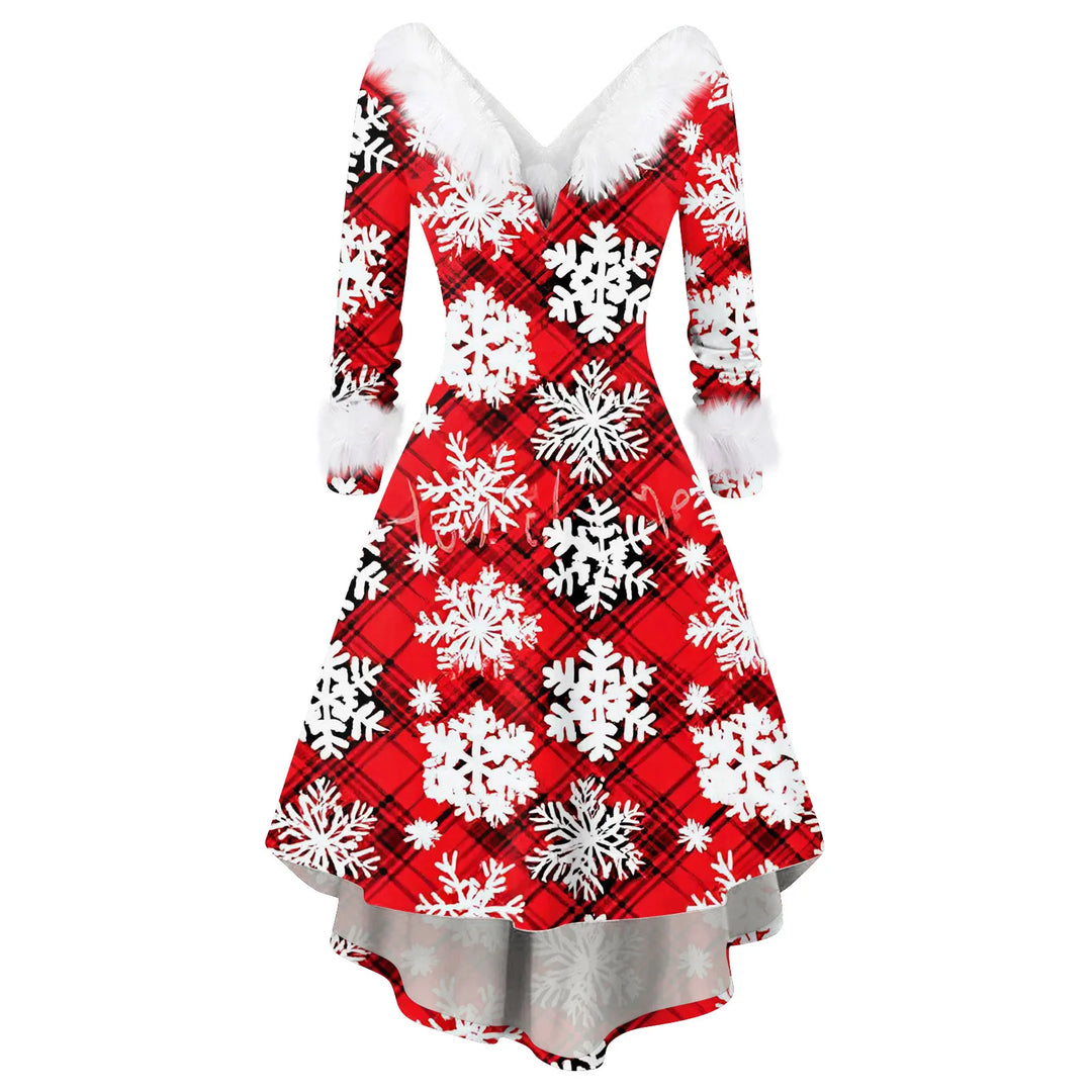 Christmas Dress Winter Ladies Christmas Printed Dress Party Dress Festive Vintage Casual Dress Christmas Day Atmosphere Clothing