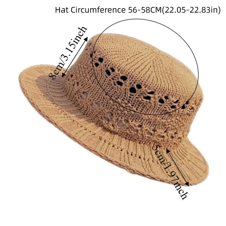 Wide Brim Breathable Straw Hat Lightweight Casual Knitted Flat Top Hat Eco-friendly Versatile Style Hollow Out Hat Summer Beach