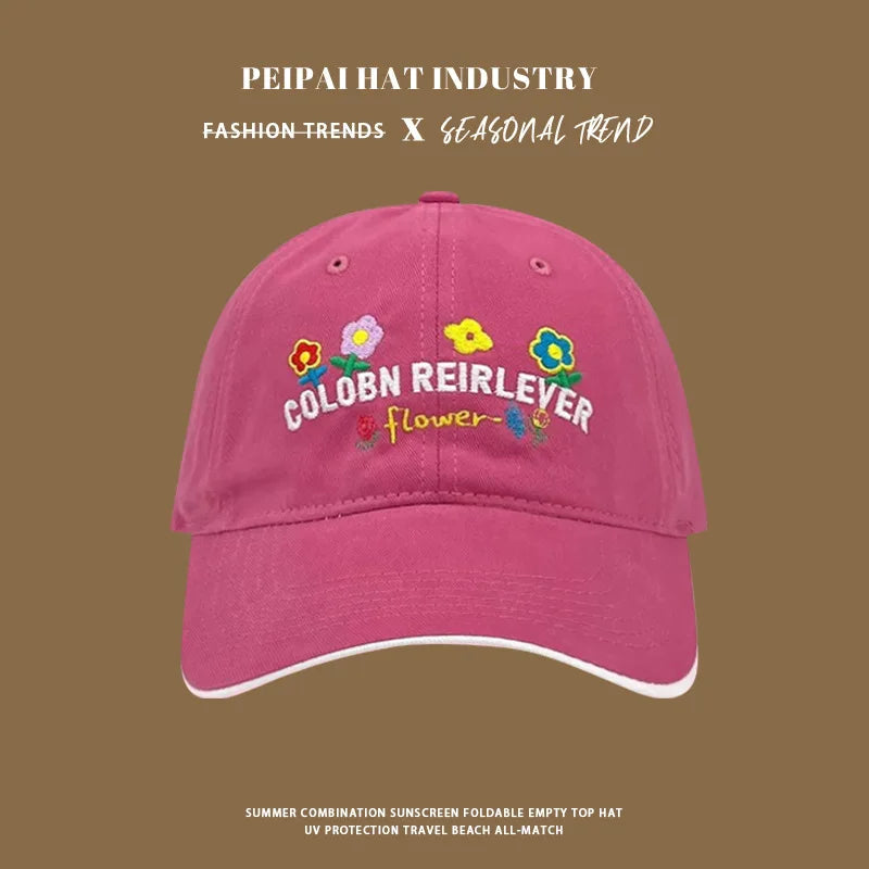 2025 New Fashion Baseball Caps for Women Embroidery Flower Sweet Girl Spring Summer Casual Hat Lovely Sun Cap y2k hats
