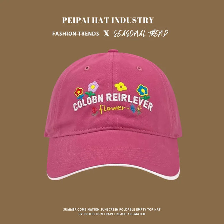 2025 New Fashion Baseball Caps for Women Embroidery Flower Sweet Girl Spring Summer Casual Hat Lovely Sun Cap y2k hats