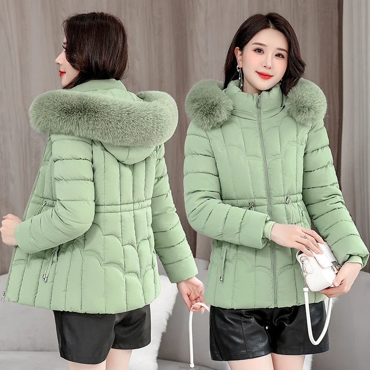 Winter 2026 New Down Jacket Women Parkas Fashion High-Quality Warm Cotton Padded Coat Ladies Short Overcoat Hooded Overwear Tops