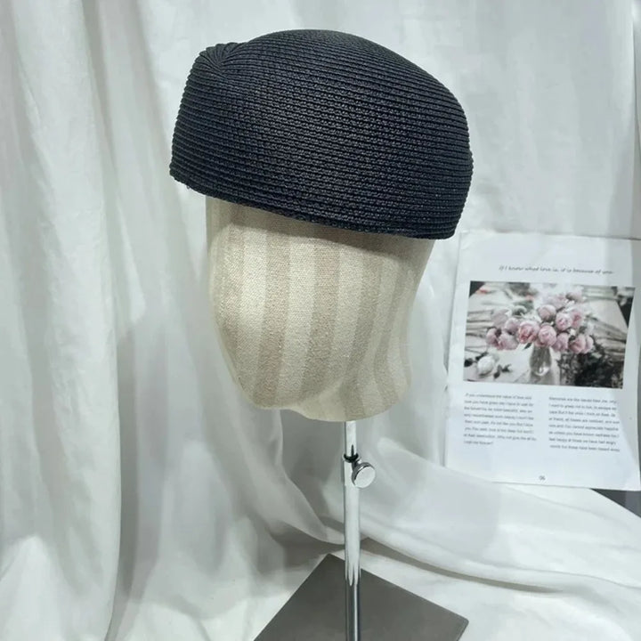 Vintage Elegant Straw Pillbox Hat Classic Teardrop Fedora Hat Simple Fedoras Straw Beret Hat Summer Wear