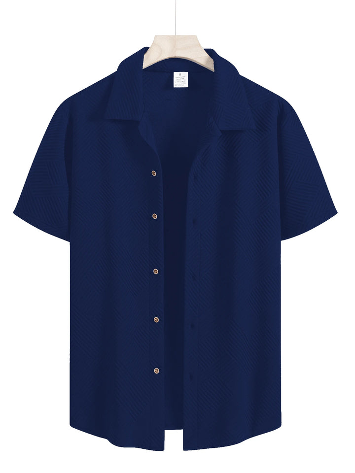 New Mens Short Sleeve T Shirts Trendy Breathable Solid Color Stand Up Collar Shirt Summer Loose Youth Basic Button T-shirt Top