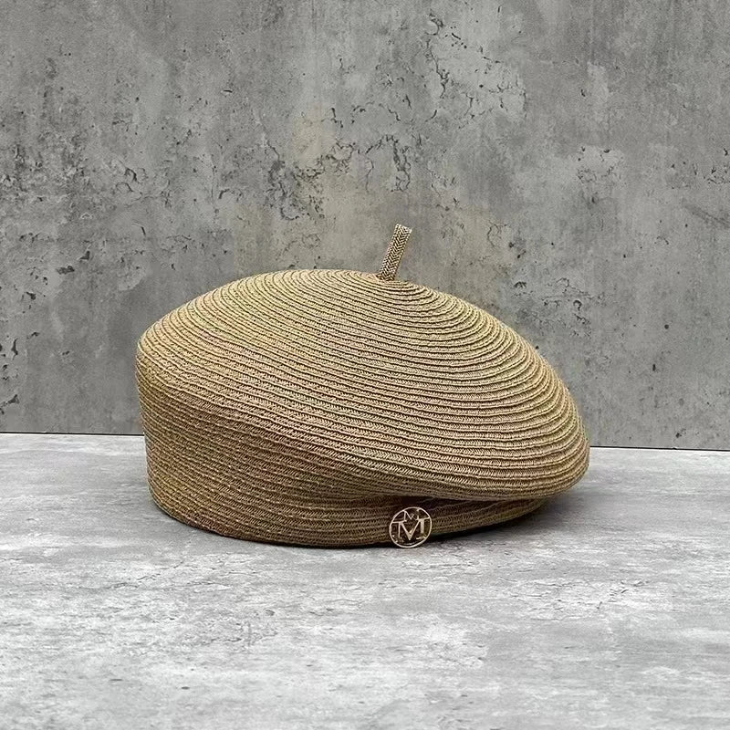 Fashion Summer Celebrity Elegant Stereotype Fine Straw Fedoras Letter Beret Women&