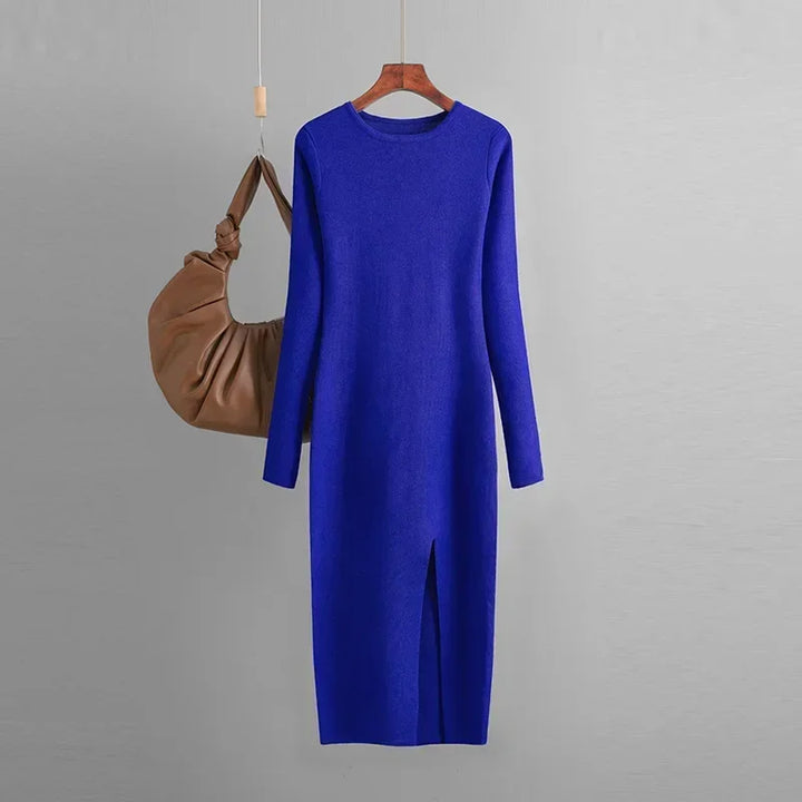Elegant Dress Autumn Winter New Slim Fit Knitted Dress for Women Inner Wear and Outer Wear Long Sleeve Tight Hip Sweater Dress