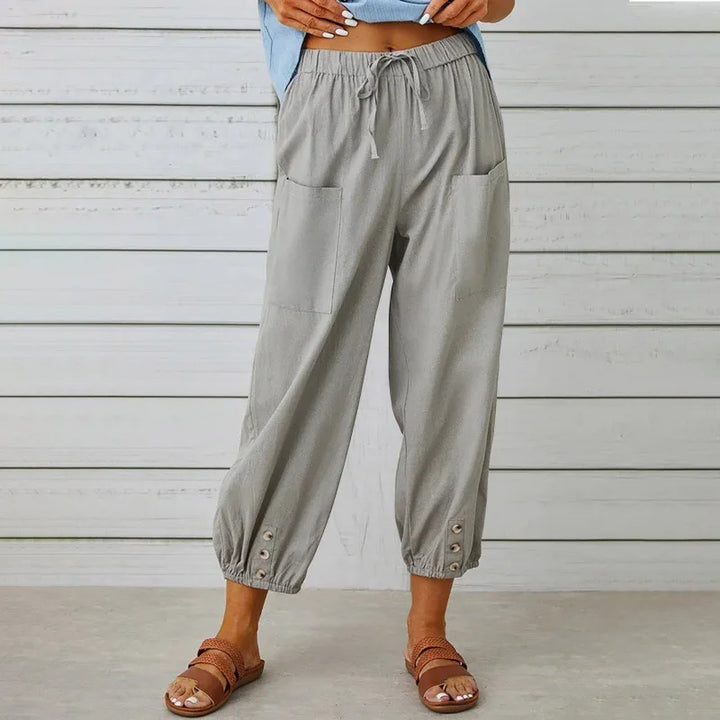 Women Cotton Linen Pants 2025 Autumn Solid Color Elastic Waist Loose Straight Trousers Female Harajuku High Waist Wide Leg Pants