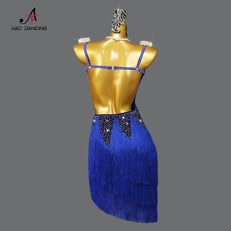 New Velvet Latin Dance Dress Sexy Fringed Skirt for Womens Girls Party Sport practice Wear Prom Performance Competition Costumes