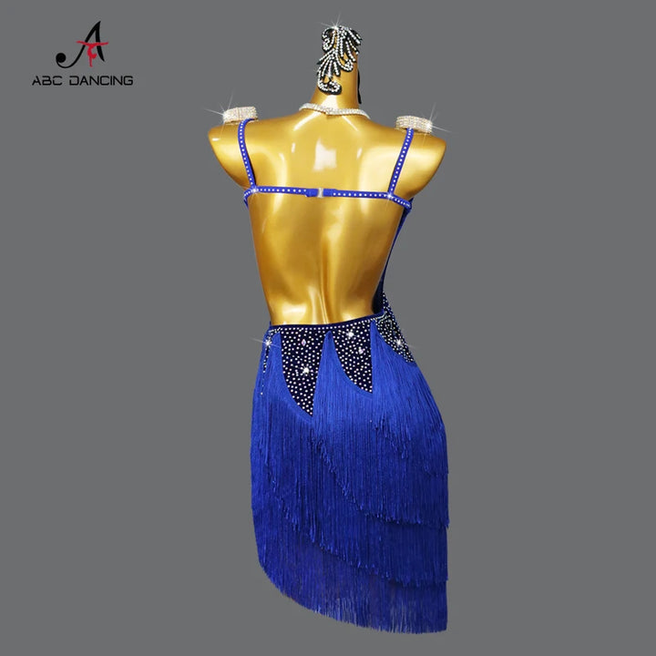 New Velvet Latin Dance Dress Sexy Fringed Skirt for Womens Girls Party Sport practice Wear Prom Performance Competition Costumes
