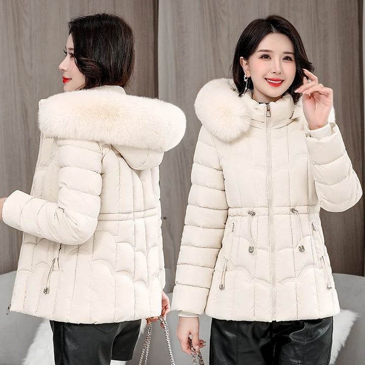 Winter 2026 New Down Jacket Women Parkas Fashion High-Quality Warm Cotton Padded Coat Ladies Short Overcoat Hooded Overwear Tops