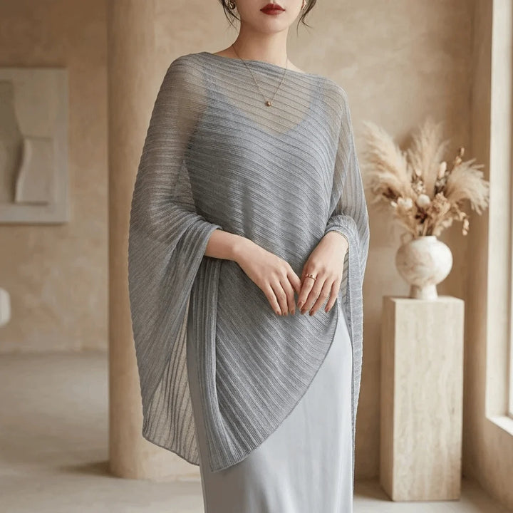 Stripe Patchwork Crochet Hollow Top Transparent Thin Sunscreen Cover Up Loose Irregular Beach Cloak Summer