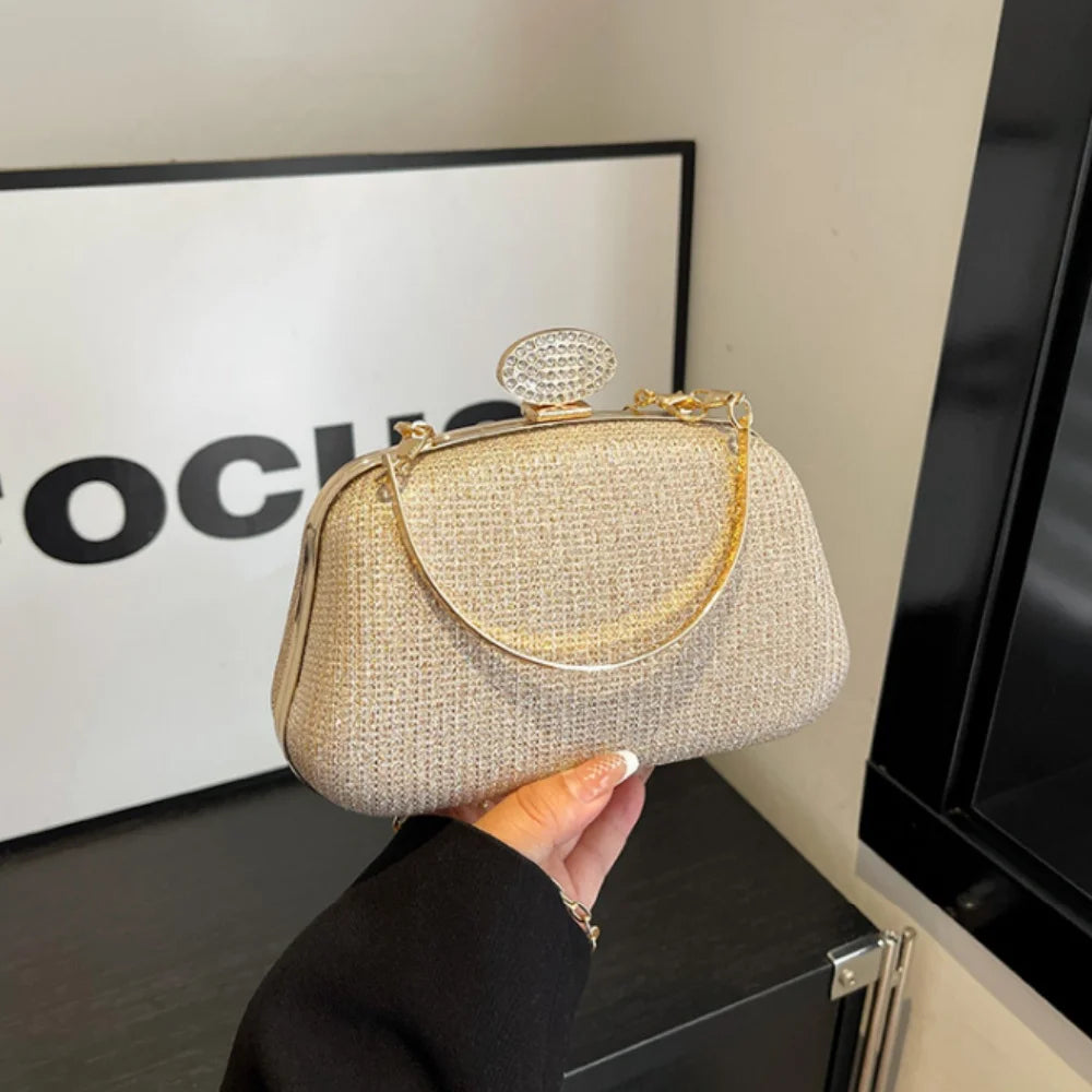 Chain Evening Bag Dinner Shoulder Bag for Women Handbag - Fashion Crossbody Bags Vintage Elegant Rhinestones Clutch Bag 2025 New