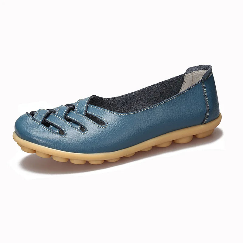 Flats for Women Comfortable Genuine Leather Flat Shoes Woman Slipony Loafers Ballet Shoes Female Moccasins Big Size 34-44