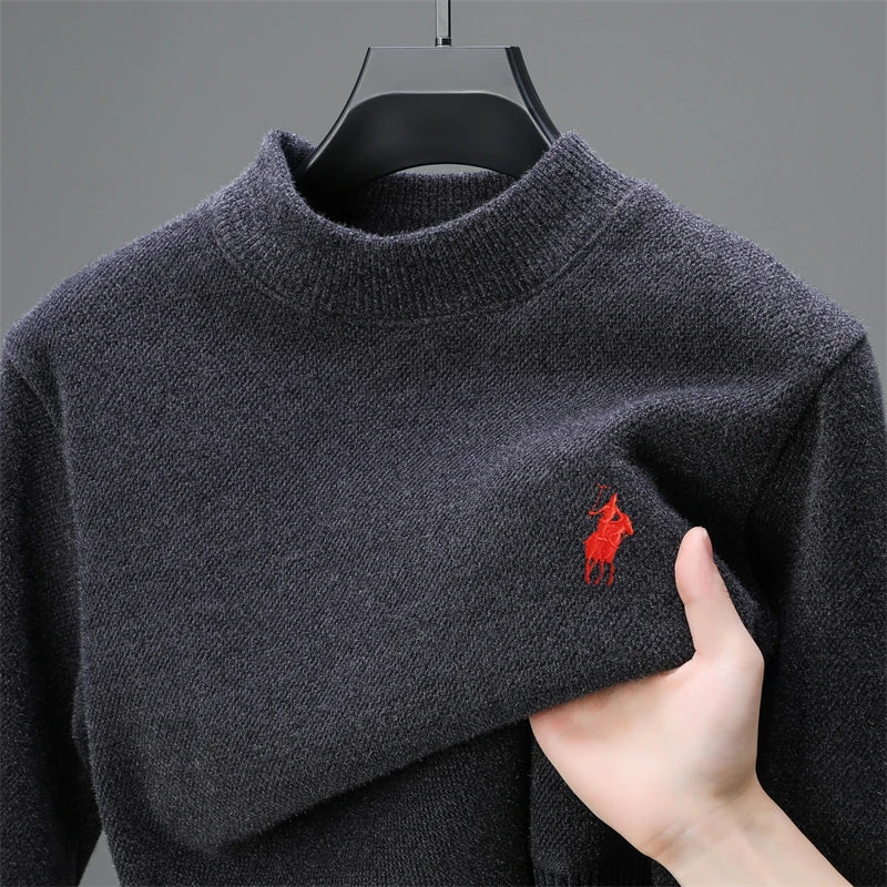 Luxury brand embroidered sweater men designer new round neck casual top winter plush thick warm knit pullover fashion men&