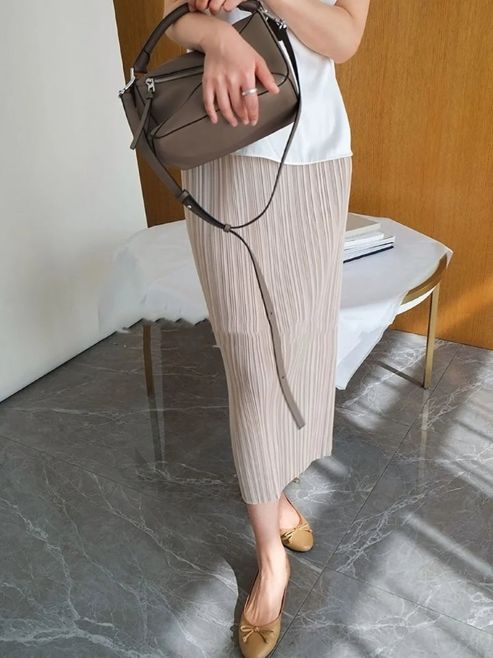 High Waist Pleated Skirt Women&