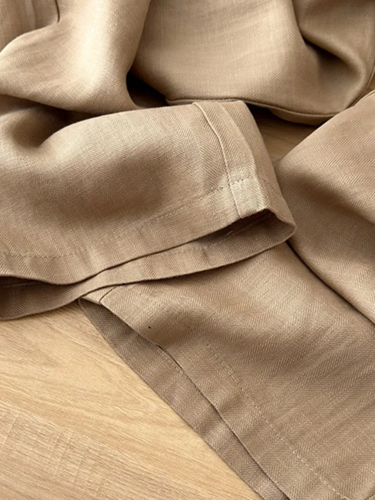 Khaki Linen Wide Leg Pants Women Summer Thin  Casual Loose Drapey Slimming Cotton Linen Long Pants Commute Style High W...