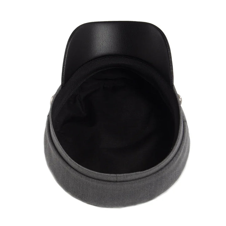 Flat Top Newsboy Cap Streetwear Women Vintage Sailor Cap Daily Wear British Style Cadet Cap PU Leather Brim Peaked Beret Travel