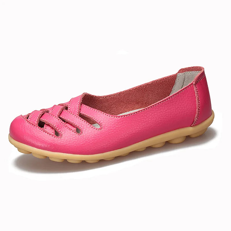 Flats for Women Comfortable Genuine Leather Flat Shoes Woman Slipony Loafers Ballet Shoes Female Moccasins Big Size 34-44