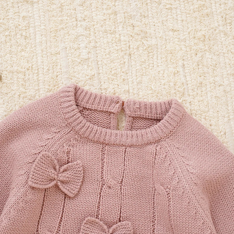 Winter Warm Knitted 2 Piece Set for Toddler Girls Cotton Full Sleeve Sweater+Trousers Outfits Pink Outwear Infant Knitwear Suits