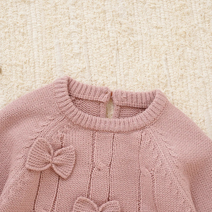 Winter Warm Knitted 2 Piece Set for Toddler Girls Cotton Full Sleeve Sweater+Trousers Outfits Pink Outwear Infant Knitwear Suits