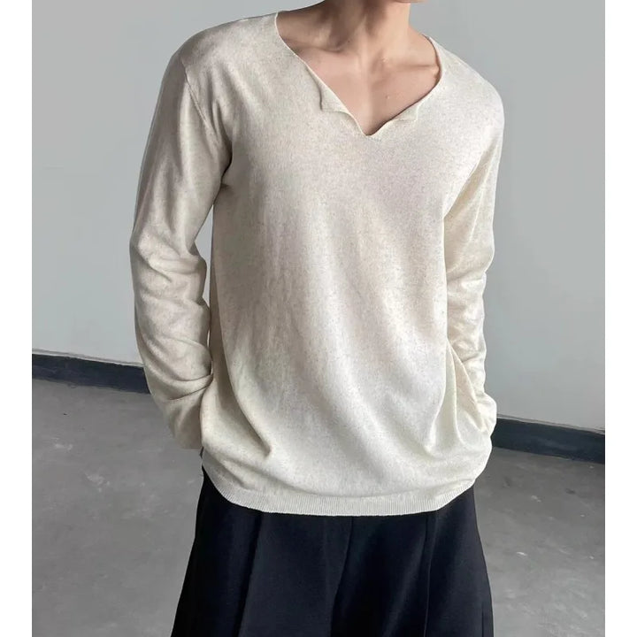 V-neck Long-sleeved T-shirt Men&