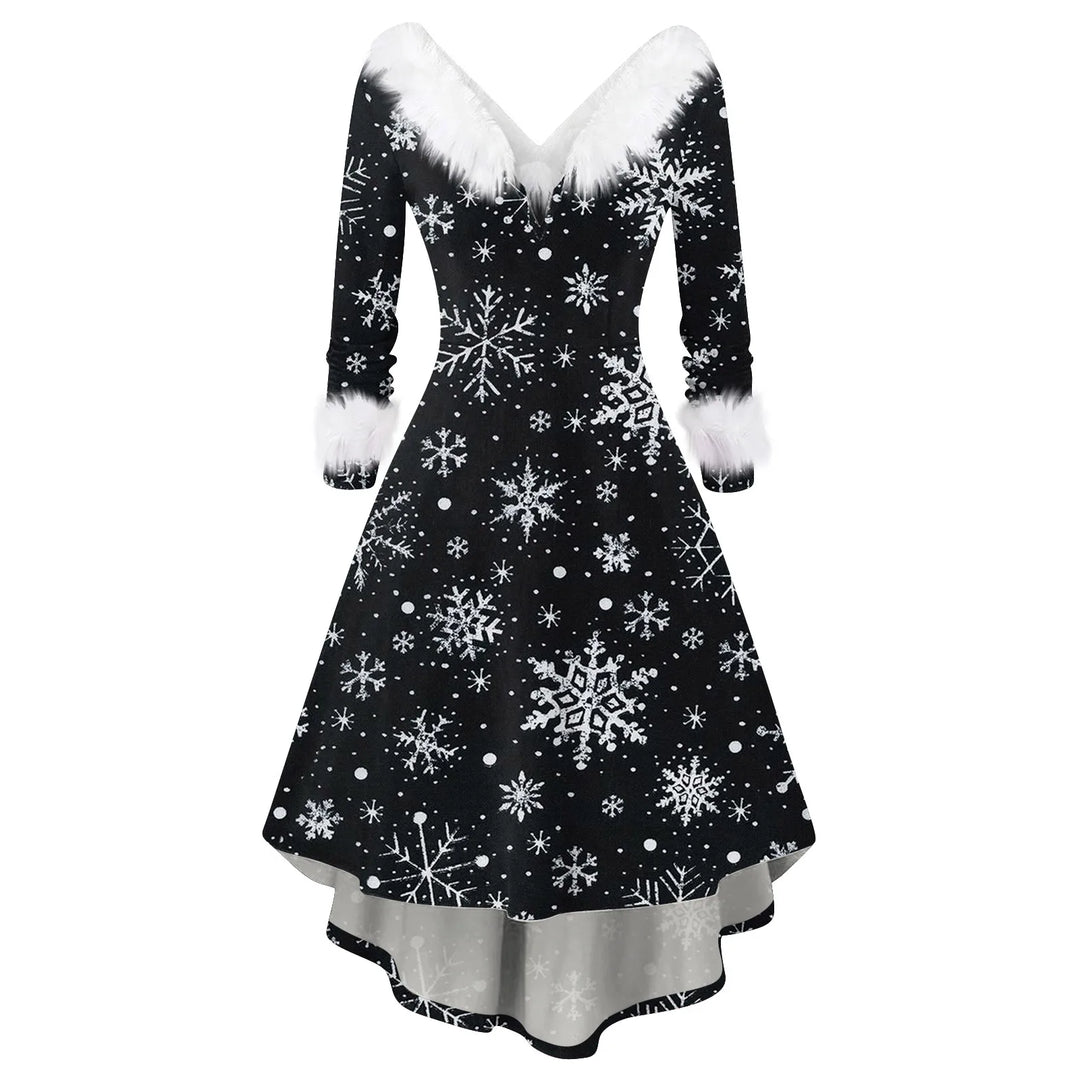 Christmas Dress Winter Ladies Christmas Printed Dress Party Dress Festive Vintage Casual Dress Christmas Day Atmosphere Clothing