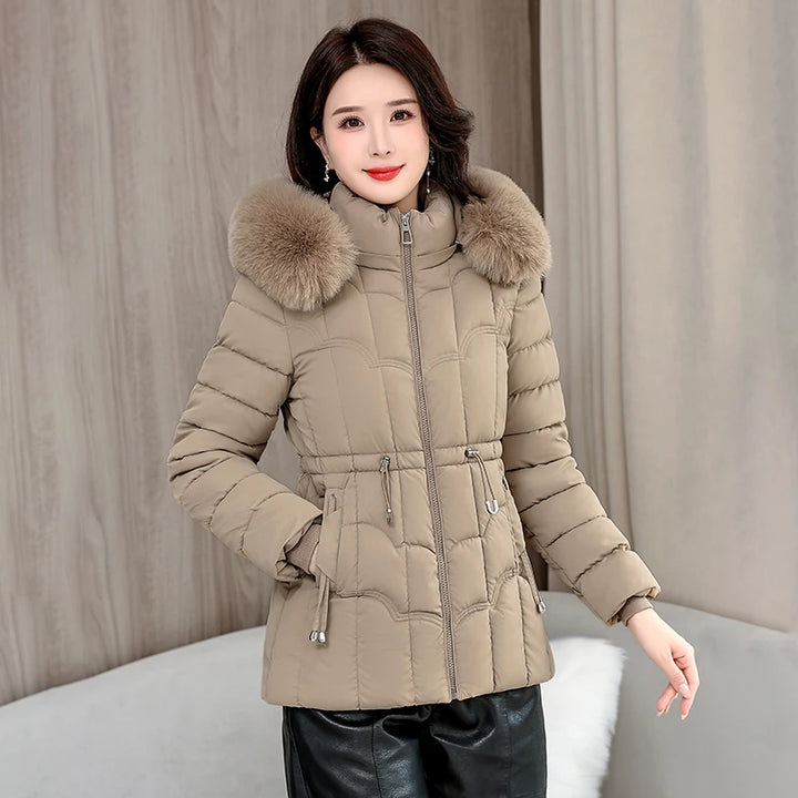 Winter 2026 New Down Jacket Women Parkas Fashion High-Quality Warm Cotton Padded Coat Ladies Short Overcoat Hooded Overwear Tops
