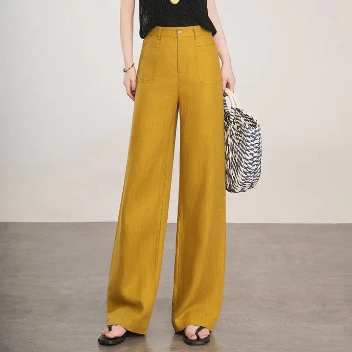 Linen Narrow Straight Leg Pants Women Summer Loose High Waist Casual Wide Leg Cropped Trousers