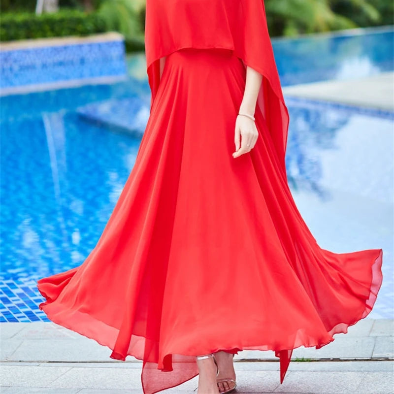 Women Long Sleeve Dress White Chiffon Spring Vintage Casual Fashion Maxi Dresses For Elegant Luxury Prom Clothes 2024 New