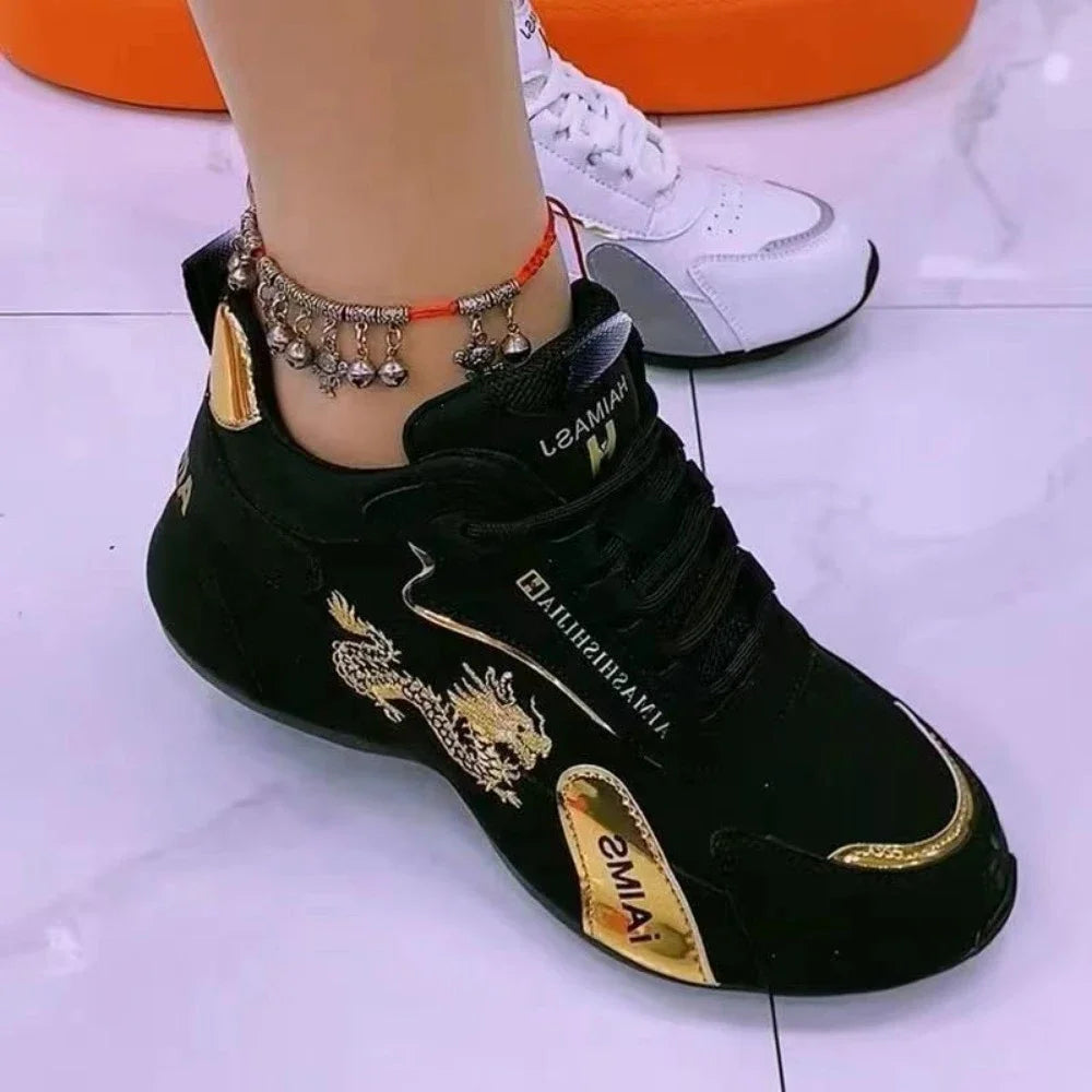 Designer Sneakers for Women Summer Leather Waterproof Casual Sports Shoes Women Lightweight Breathable Non-slip Platform Shoes