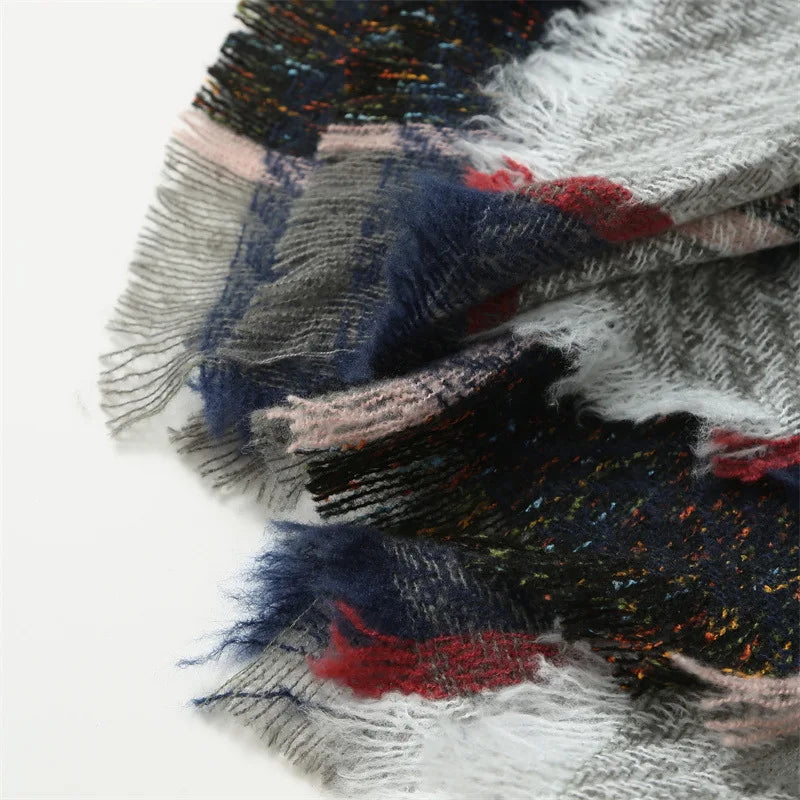 Knitted Imitation Cashmere Poncho Scarf Shawl Hooded Cape Pullover Cloak Scarves Tassels Coat Elegant Casual Outerwear for Women