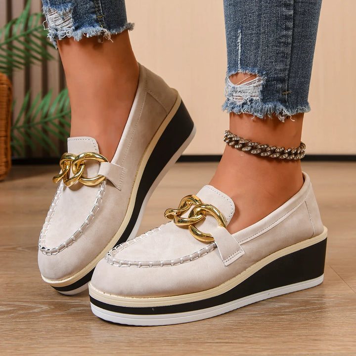 Women Platform Loafers Ladies Elegant Suede Leather Moccasins Shoes Woman Slip On Moccasin Women&