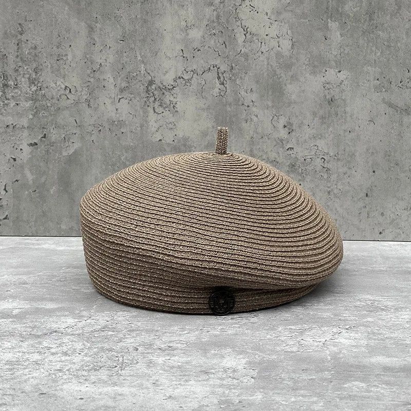 Fine Straw Fedoras Letter Beret for Women, Casual Painter Hat, Elegant and Stereotype, Retro Fashion, Summer Tourism, Wholesale