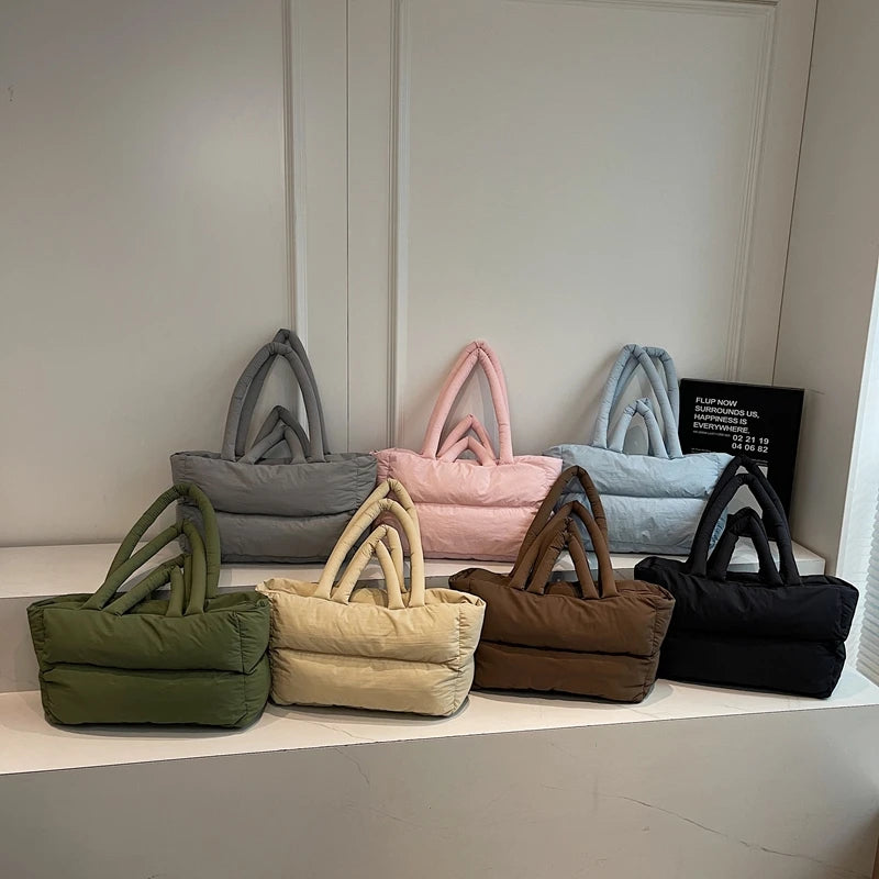 2025 Winter Latest Trend Women Shoulder Tote Bags Space Cotton Padded Large Capacity Shopper Totes Quality Commute Handbags Lady