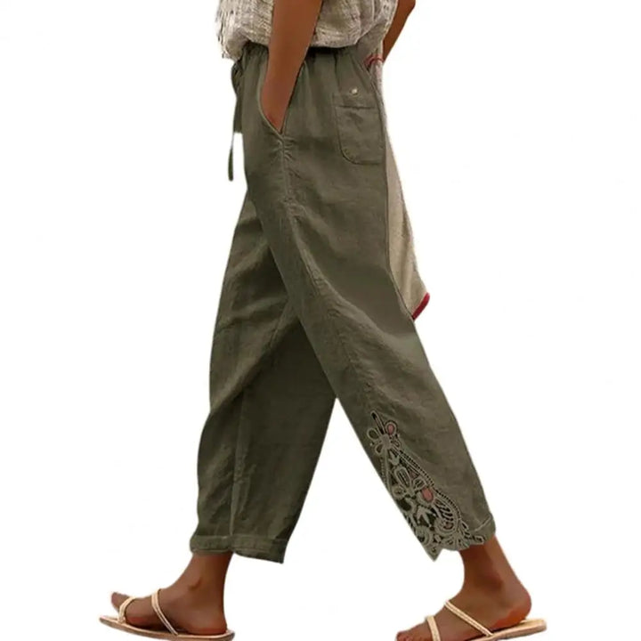 Women Pants Trousers Women’s High Waist Pants Adjustable Drawstring Waistband Trousers Loose Fit Summer Pants for Travel Work