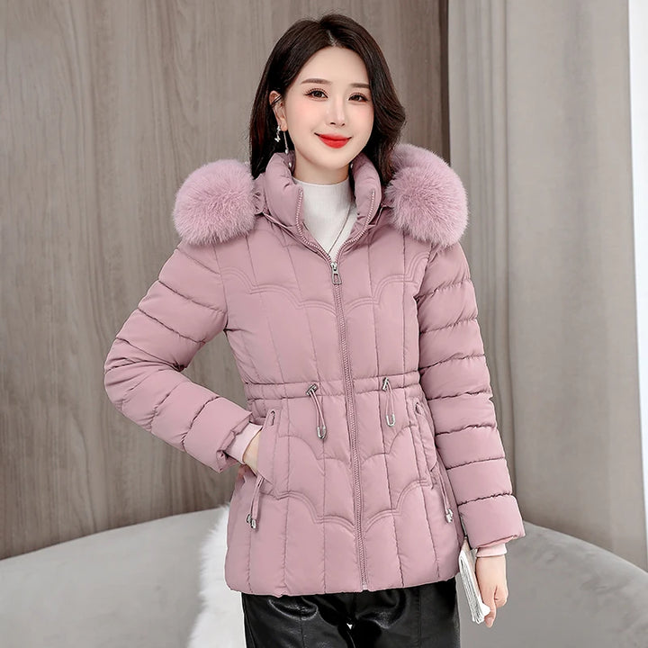 Winter 2026 New Down Jacket Women Parkas Fashion High-Quality Warm Cotton Padded Coat Ladies Short Overcoat Hooded Overwear Tops